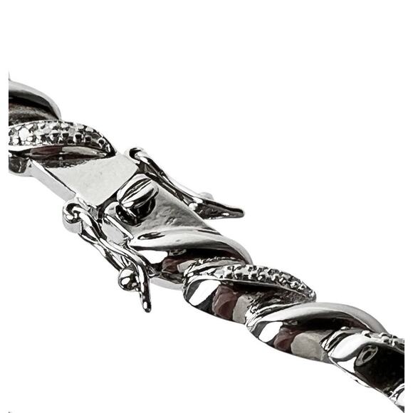 Silver Tone Bracelet PAJ BB China Textured Metal Shiny Smooth Links 8 Inch - Picture 6 of 12